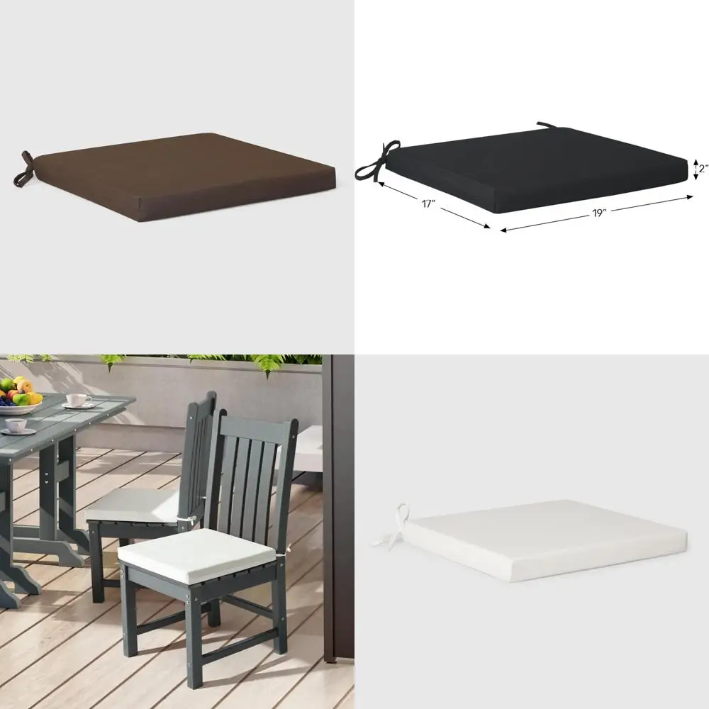 

Набор квадратных подушек для сидений на открытом воздухе, кухонный обеденный стул, 4 шт., 19x17 дюймов, коричневые, удобные уличные обеденные подушки