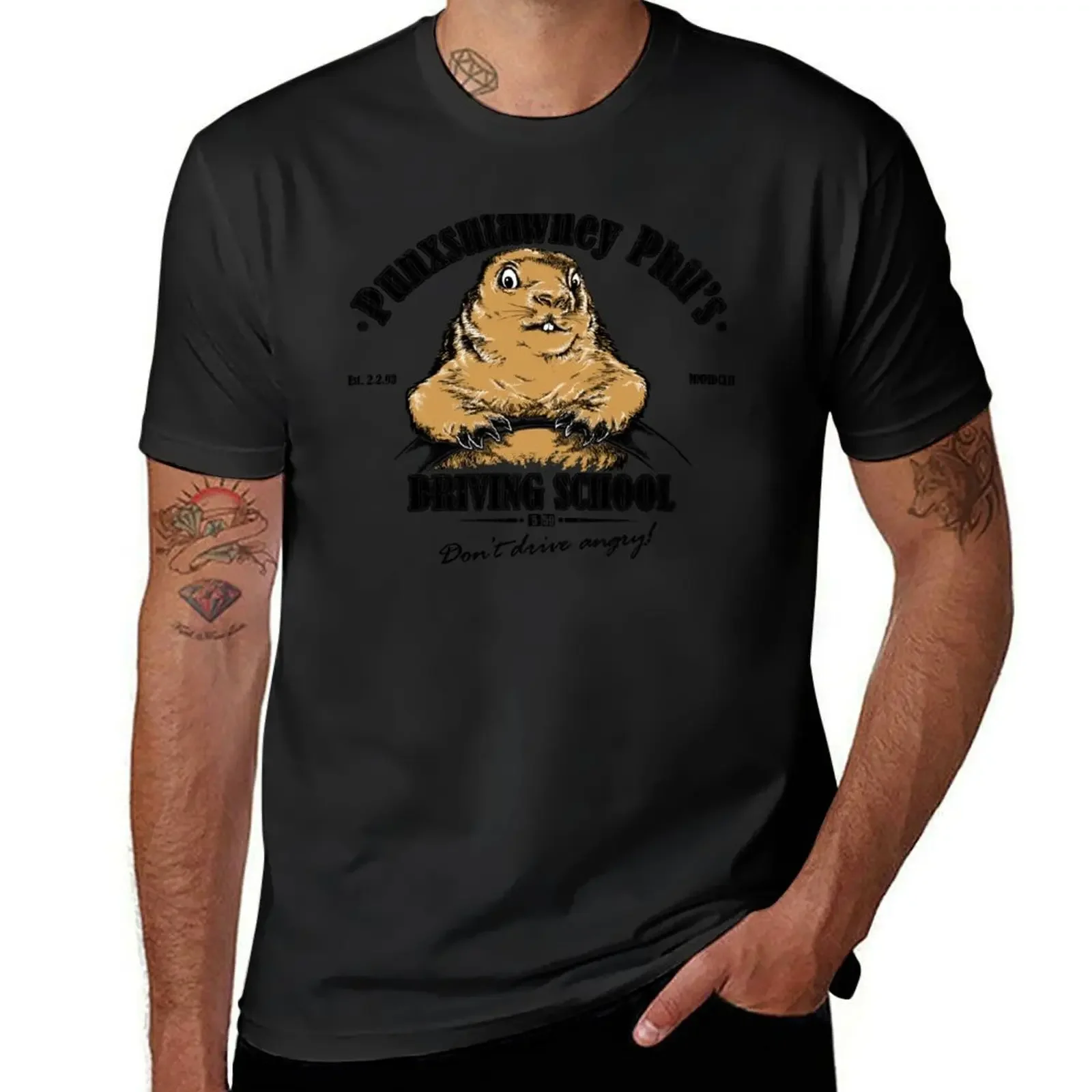 Punxsutawney Phil's Driving School T-Shirt graphic t shirt vintage essential t shirt tops blacks t shirt men