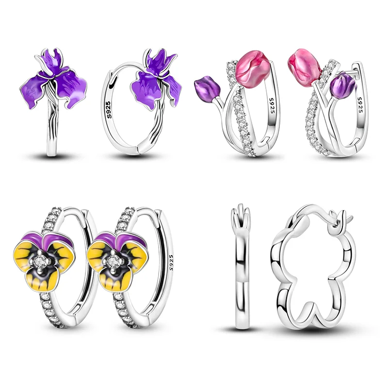 

Женские серьги в виде цветка тюльпана из серебра 925 пробы