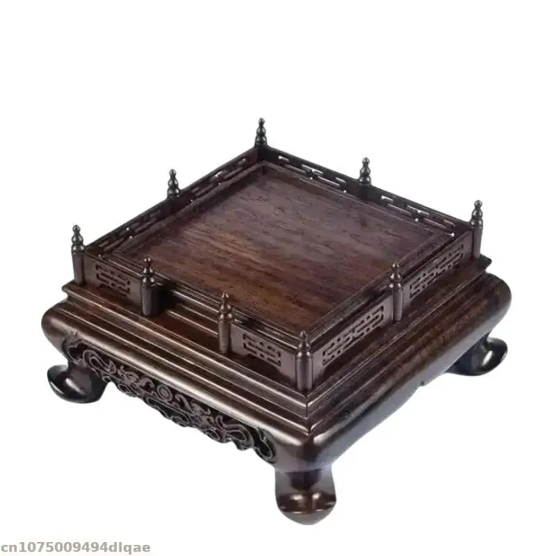Ebony Carving Display Base Mini Sculpture Figure Display Stand Vase Model Display Stand Flower Pot Plant Base Tea Set Base