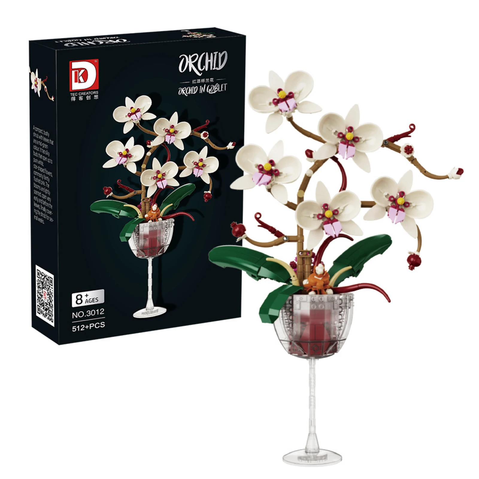 

DK 3012 Orchid Flower Bouquet in Wine Glass 512PCS Home Desktop Ornament MOC Simulation Plant Building Blocks Bricks Toys Kit