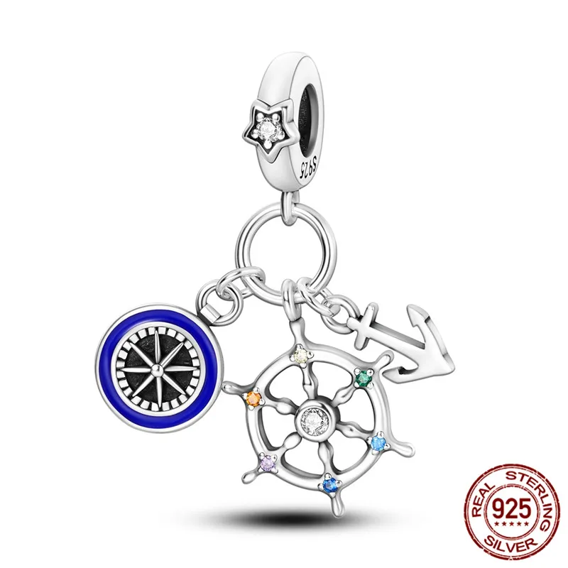 

925 Sterling Silver Beaded Three-Piece Pendant Set - Perfect match for original bracelets - Women's DIY Jewelry Gift