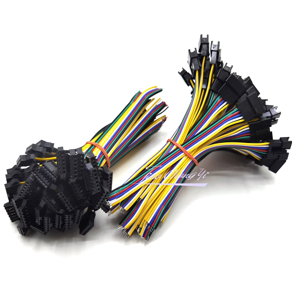 5-100 pairs 6pin 15cm SM male and female LED connector for 5050 RGBWC RGBCCT LED strip