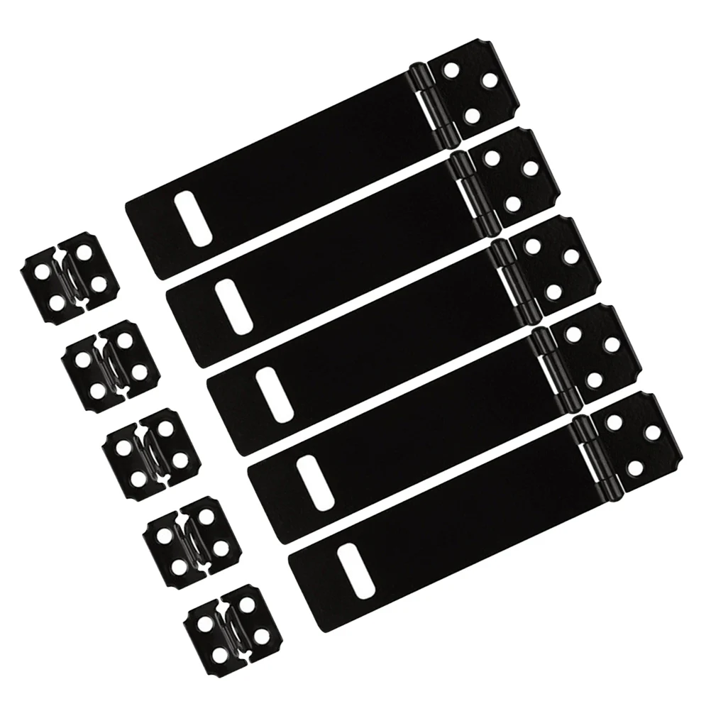 

5Pc 5 Inches Padlock Hasp Door Clasp Hasp Lock Latch Iron Lock for Fastening Gate Cabinet Door (Black)