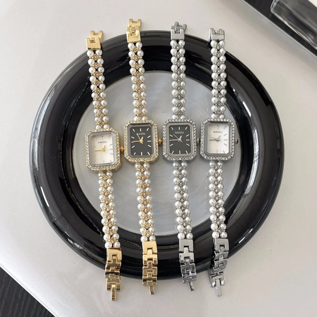 أحدث اللؤلؤ رصع حزام المرأة ووتش الفاخرة الراين السيدات ساعات يد العلامة التجارية الذهب الإناث الكوارتز ساعات المعصم على مدار الساعة
