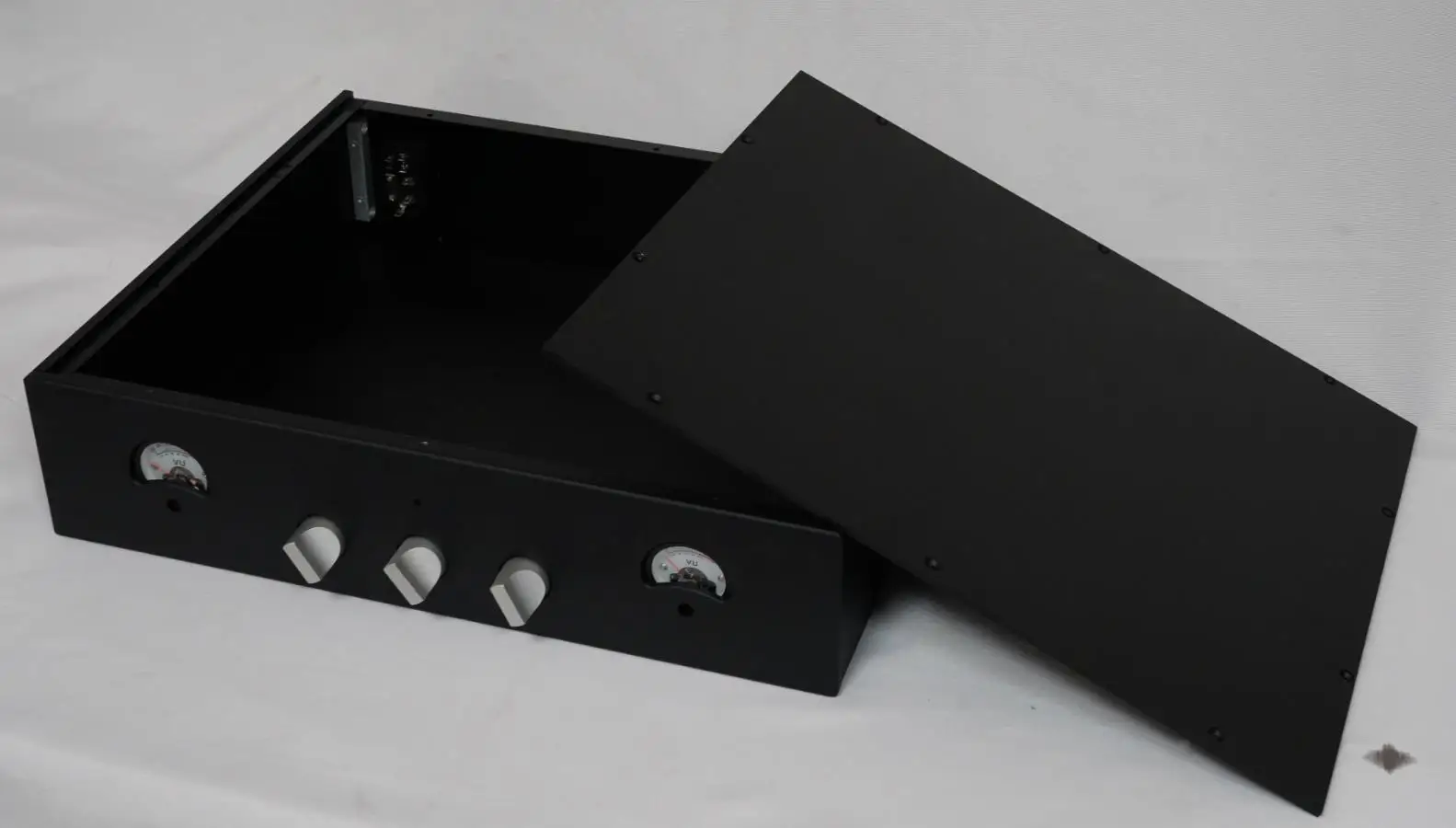 NEW fashion full aluminum VU meter power amplifier DIY case Enclosure  Audio chassis 430*100*358mm