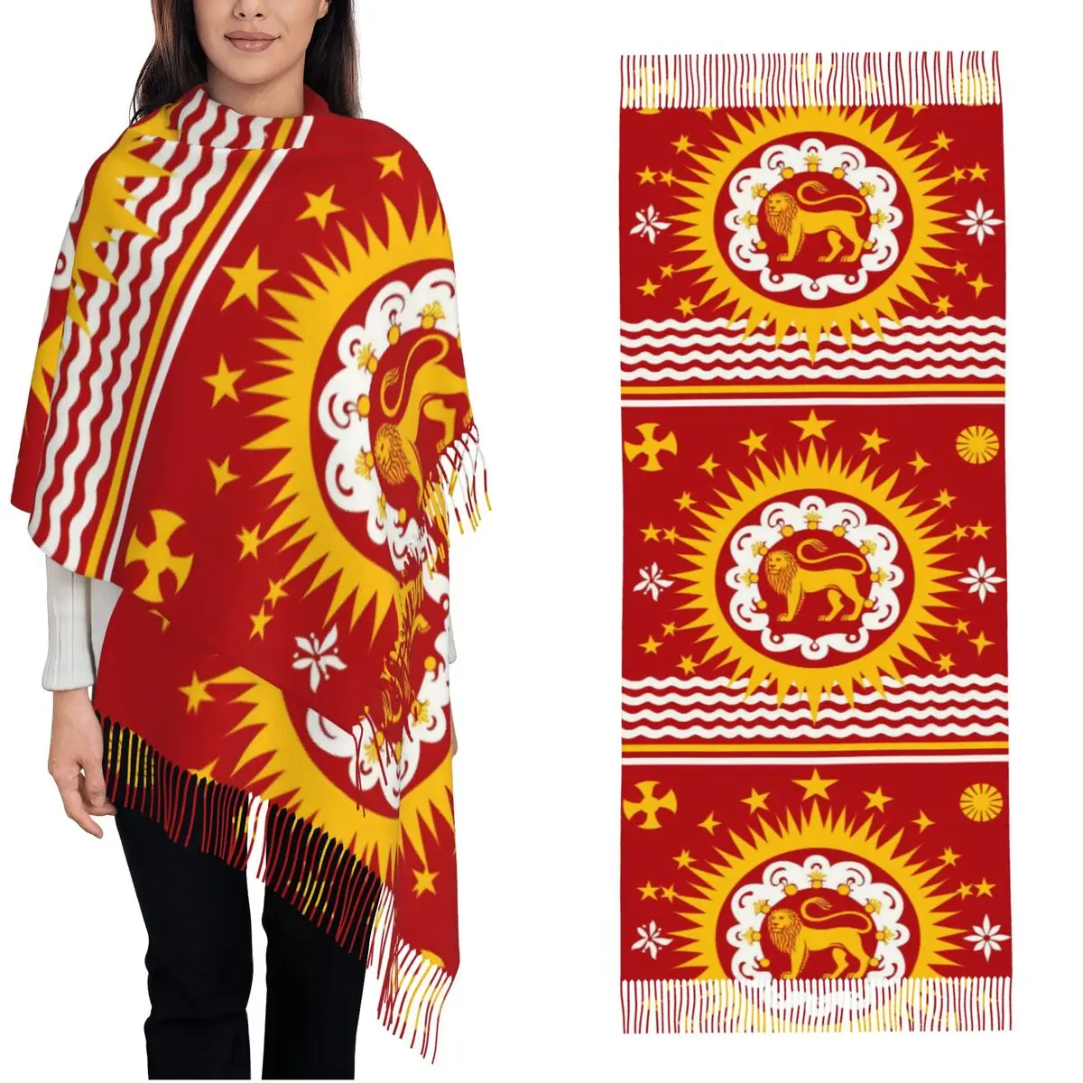 

Теплый зимний шарф с флагом Ирана, эмблемой Персии, солнцем и львом, на заказ, ретро-шарф-платок для женщин, головной убор, буфанда