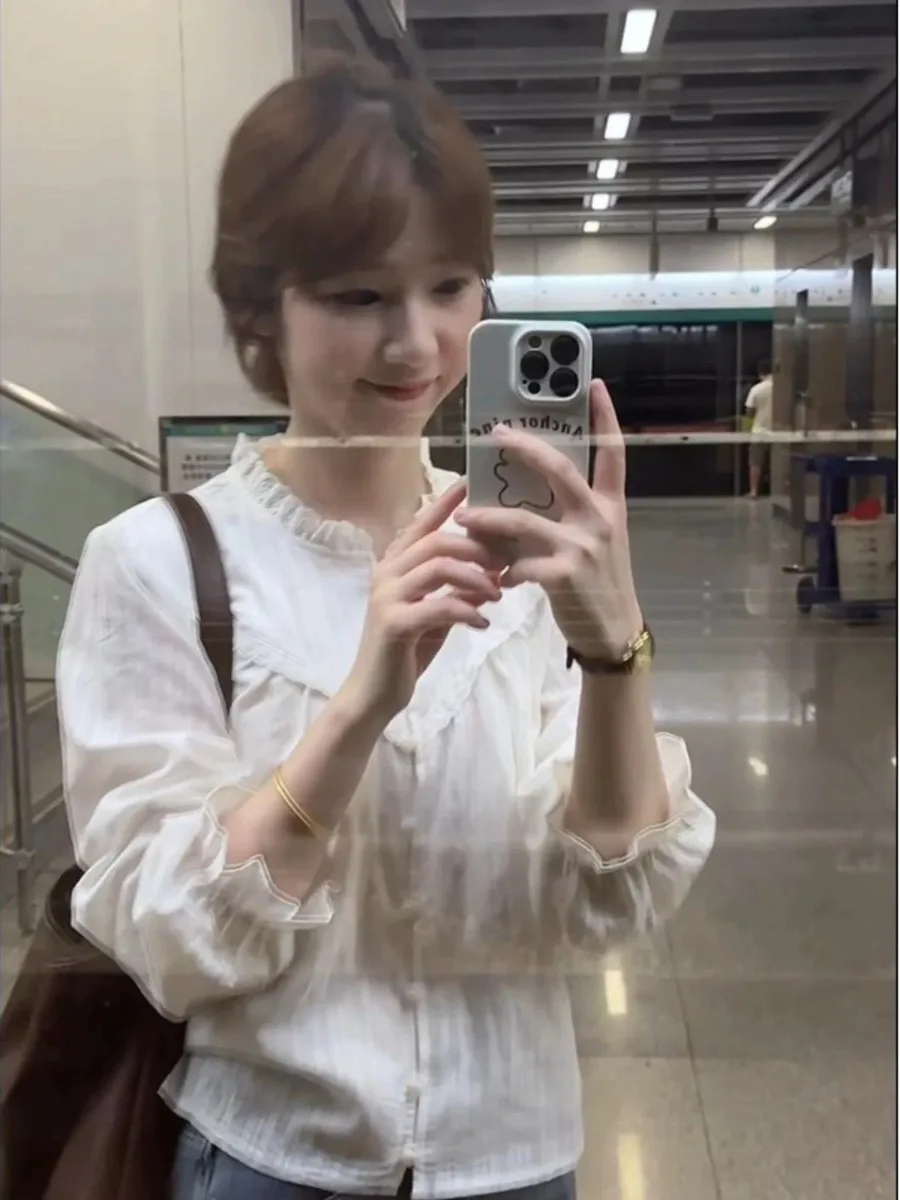 

Ele Fene Lace Collar irt Women's Design Sensation Small Size Gentle Sle Charming Inner Wear Layering irt