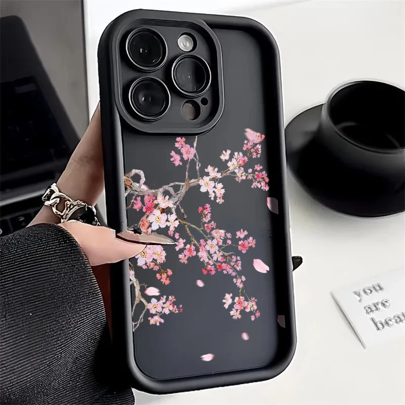 Japan Cherry Blossoms For iPhone 15 14 13 12 11 Pro Max XS Max X XR 7 8 Plus 6S Eye Ladder Phone Case