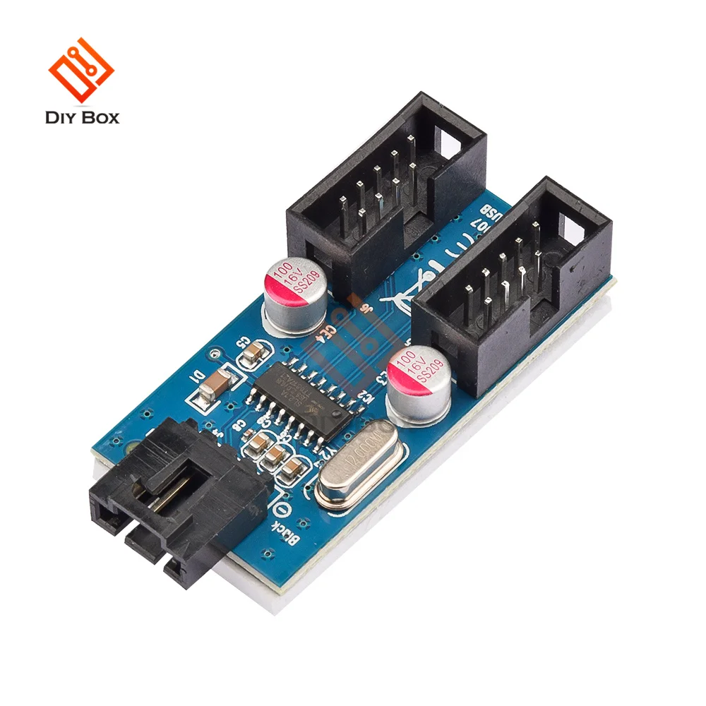 Motherboard USB 9Pin USB 2.0 Female Black Interface Header Splitter 1 To 2 Extension Cable Adapter 9-Pin USB HUB Connectors