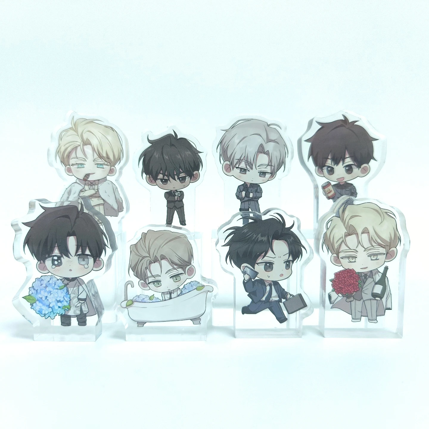 Passion Raga Code Name Roses and Champagne Chibi Mini Block Yaoi Manhwa Key Chain Acrylic Stand Anime Collectible Desk Decor