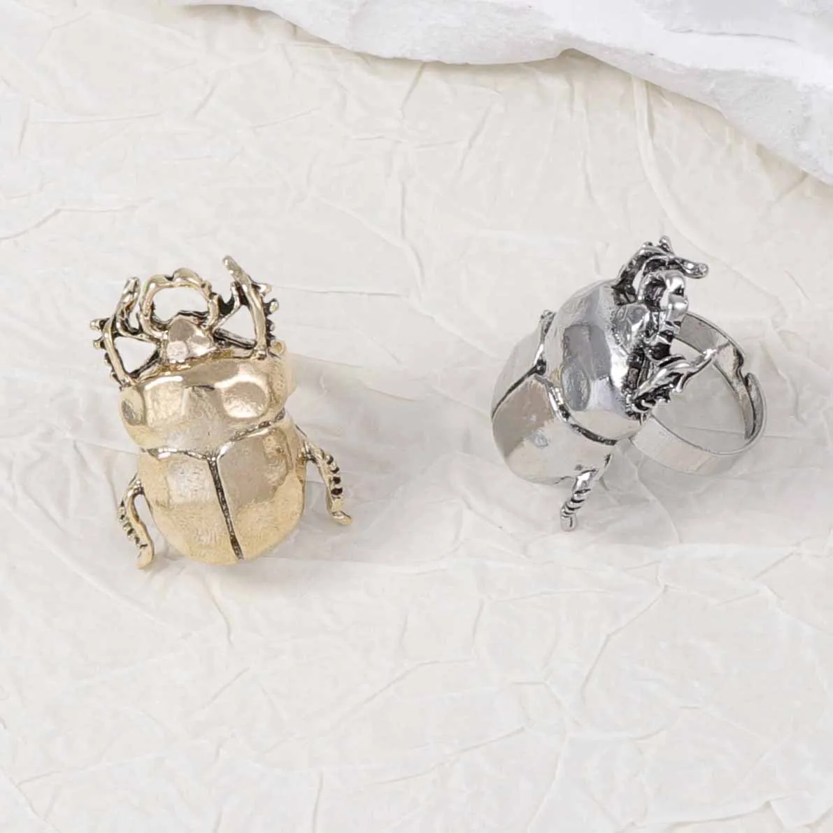 Retro Opening Insect Ring Metal Animal Ring Women's Trend Daily Cicada and Beetle Rings Jewelry Accessories view 4