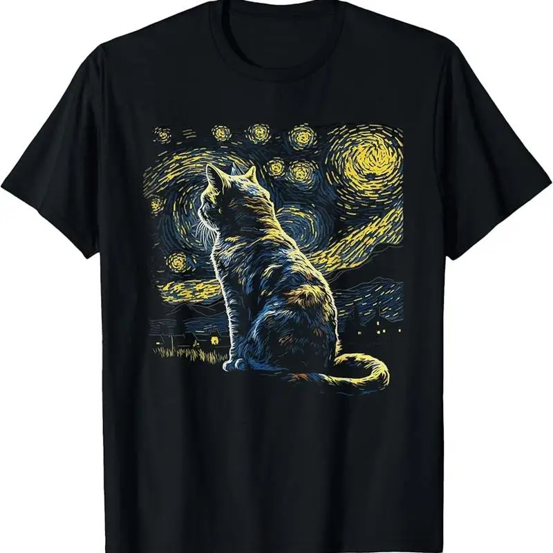 

Starry Night Inspired Cat S Funny T Shirt