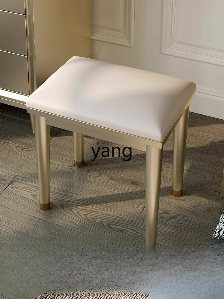LTT bedroom solid wood makeup stool dresser chair light luxury master bedroom high-end girls square stool