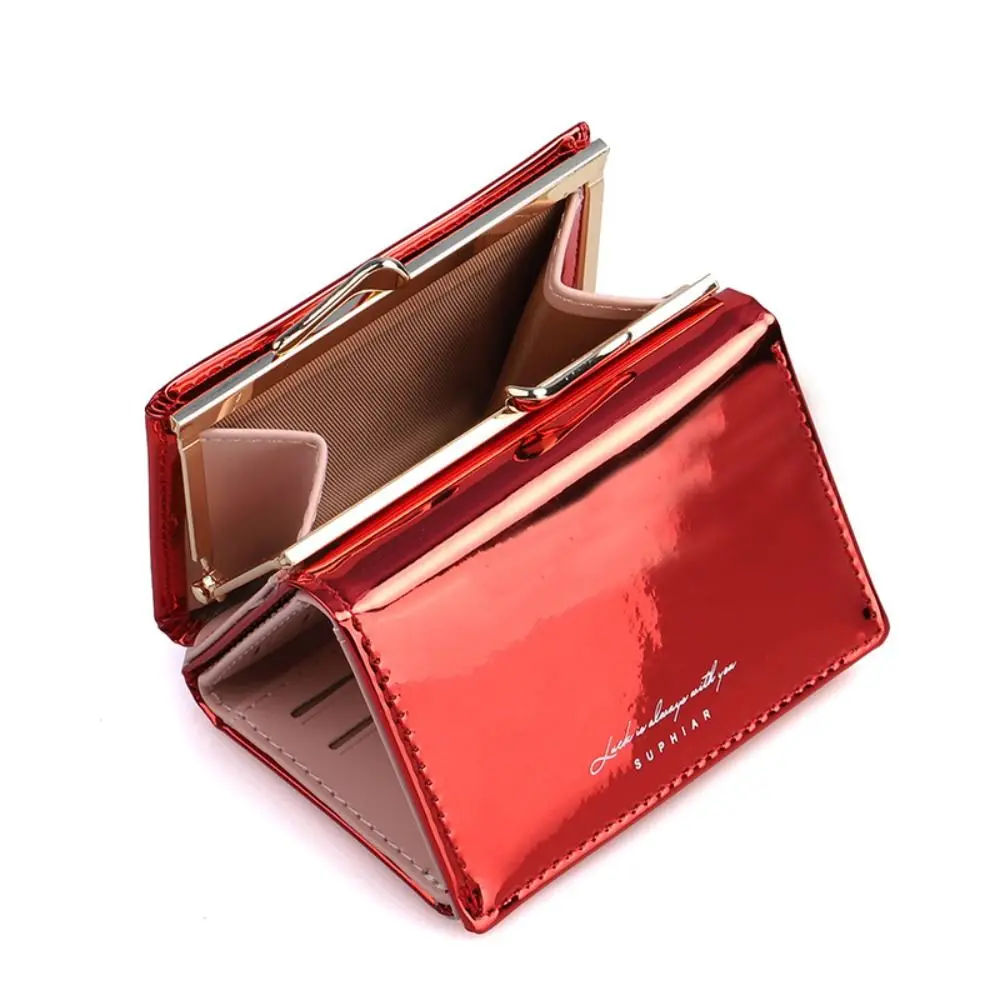 Multifunctional Multi-card Slot Laser Short Wallet Colorful Hasp Pu Laser Coin Purse Small Money Bag Triple Fold Purse Lady