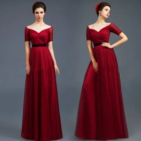 

New evening Dress long dress bride wedding Toast dress Banquet one-shoulder Mid-sleeve Wedding dress maxi dresses for Women