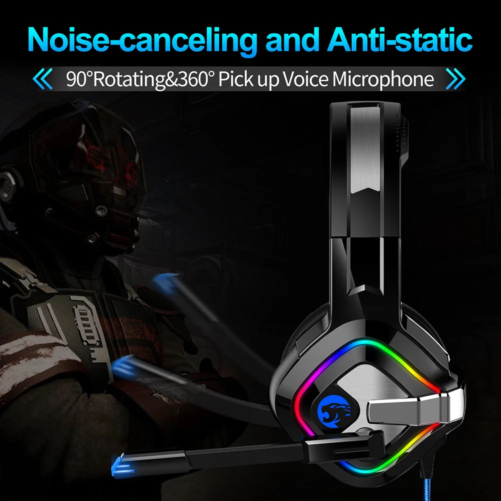 

Flashing Headset 50Mm Driver 4D Surround Sound 90 Degree Rotatable Noise Canceling Gaming Headphone Rgb Light Usb Powered