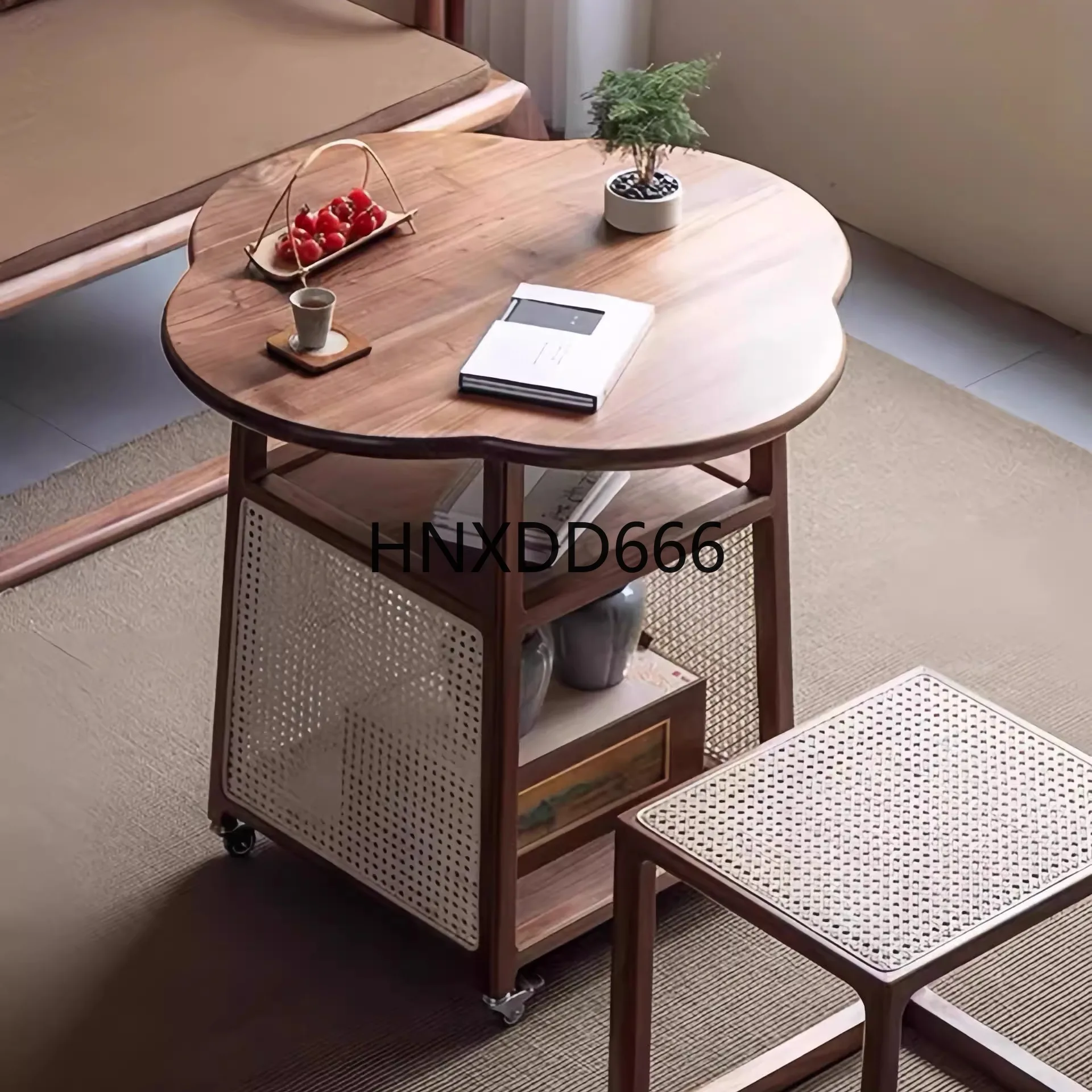 

Medieval style solid wood tea table and chair combination modern simple light luxury tea table
