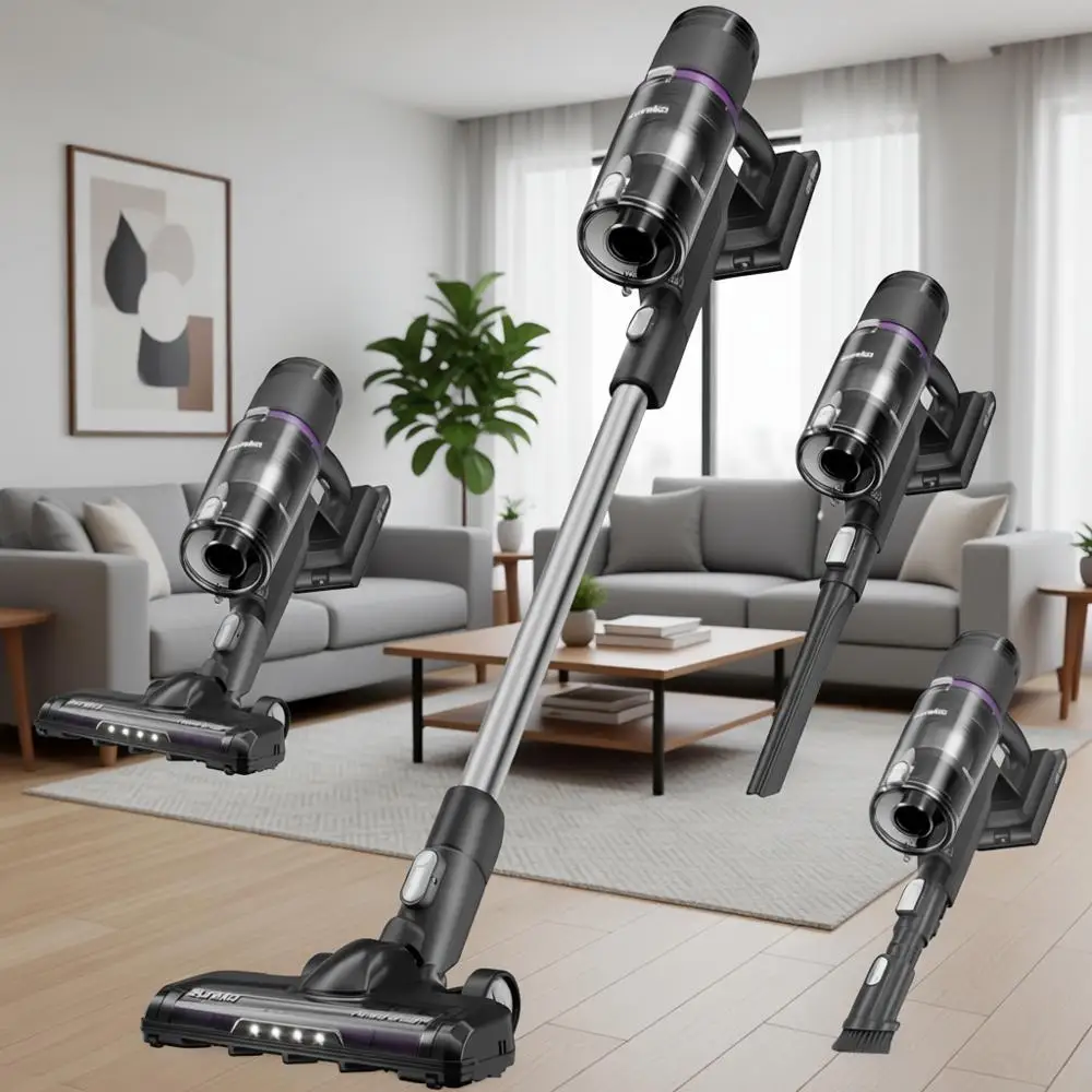 

Легкий беспроводной пылесос для твердых полов, шерсти животных, черный