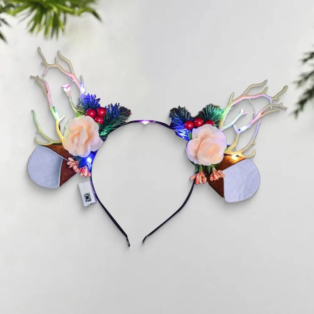 Argola de cabelo de plástico, confortável, argola de cabelo de natal, luz led, argola de cabelo de natal com flor, borboletas, decoração para festas