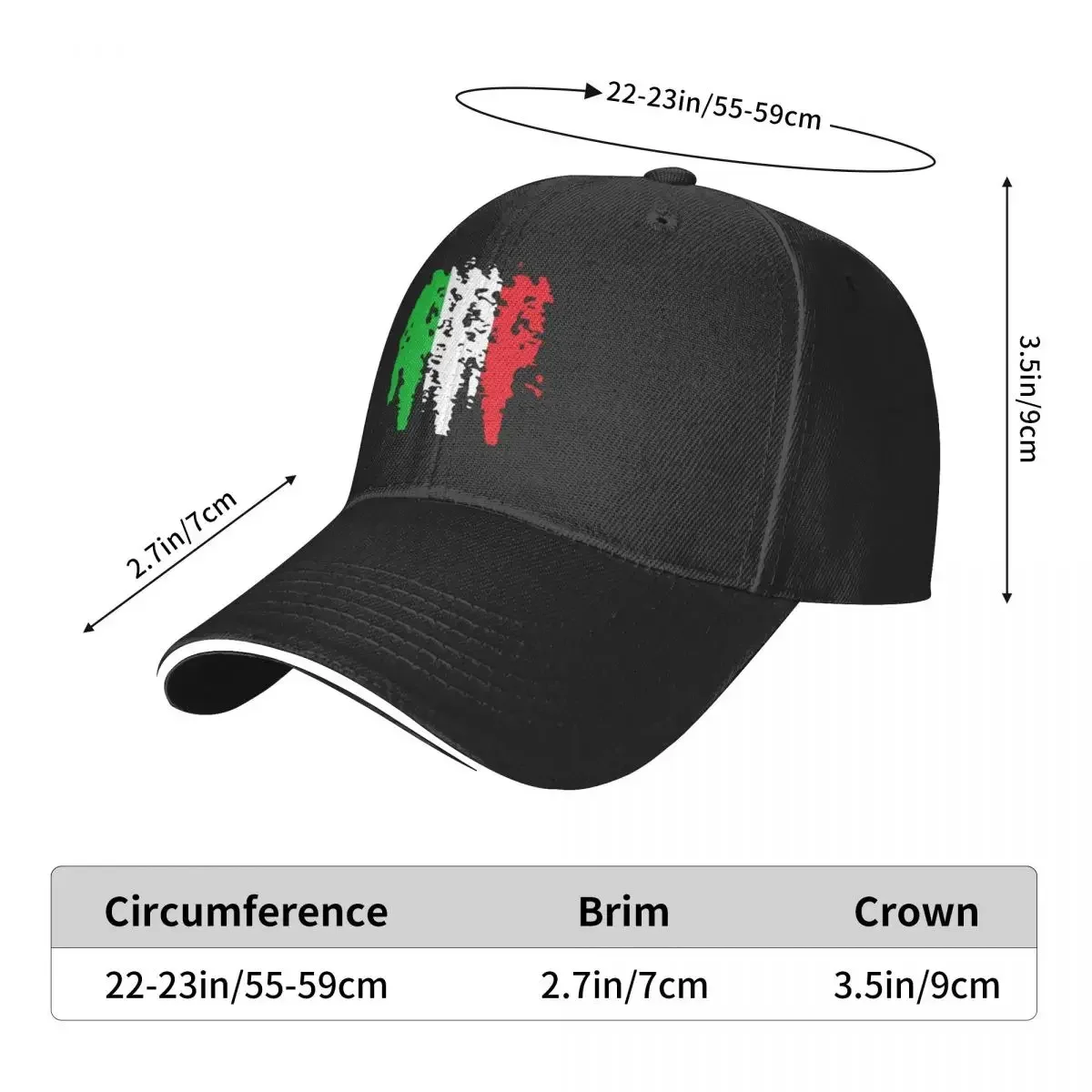 Czapka typu trucker z flagą Włoch, męska czapka bejsbolówka z regulacją, czapki męskie z logo
