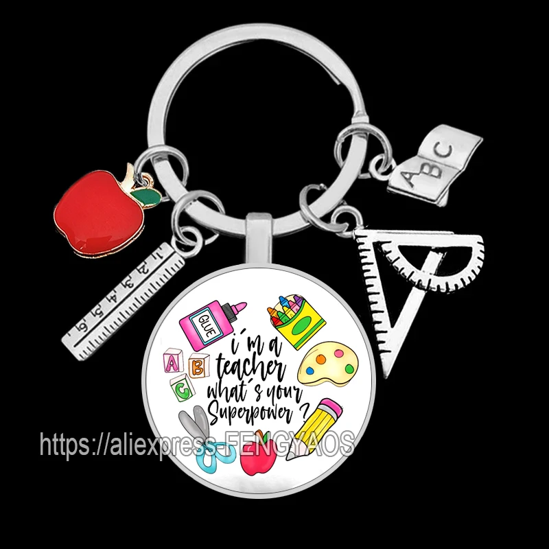 I’m A Teacher What’s Your Superpowerr Keychains Teacher's Day Key Ring Gift for Teacher's Day