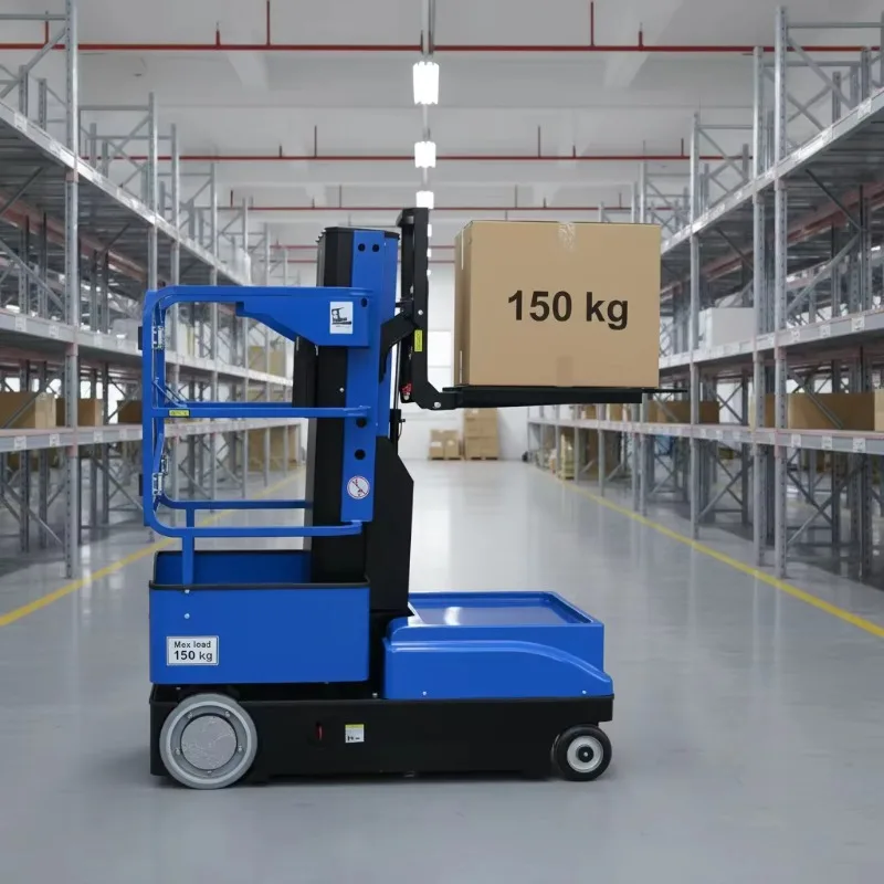 Mini Full Electric Aerial Order Picker Self-Propelled 3/4m Lift Height Dual Pedal Safety Protection Warehouse Picking Platform