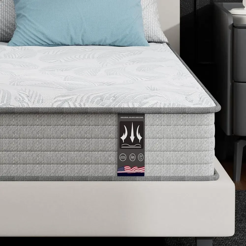 Twin XL Mattr,12 Inch Twin XL Hybrid Mattror Kids,iberglass ree, Medium Plush, oam and Spring Hybrid or Motion Ition, Prure Reli