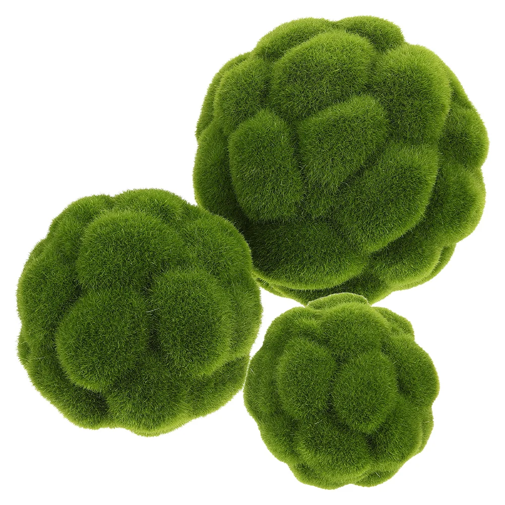 

3 Pcs Simulated Moss Ball Faux Decor Dried Balls Decorative Terrarium Plants Artificial Preserved Bulk Foam Ornament