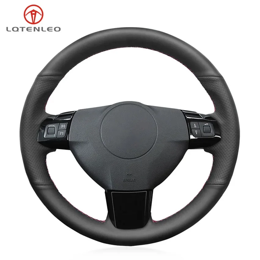 LQTENLEO Black Artificial Leather Car Steering Wheel Cover For Vauxhall Astra Signum Vectra (C) 2005-2009 Zaflra (B) 2005-2014