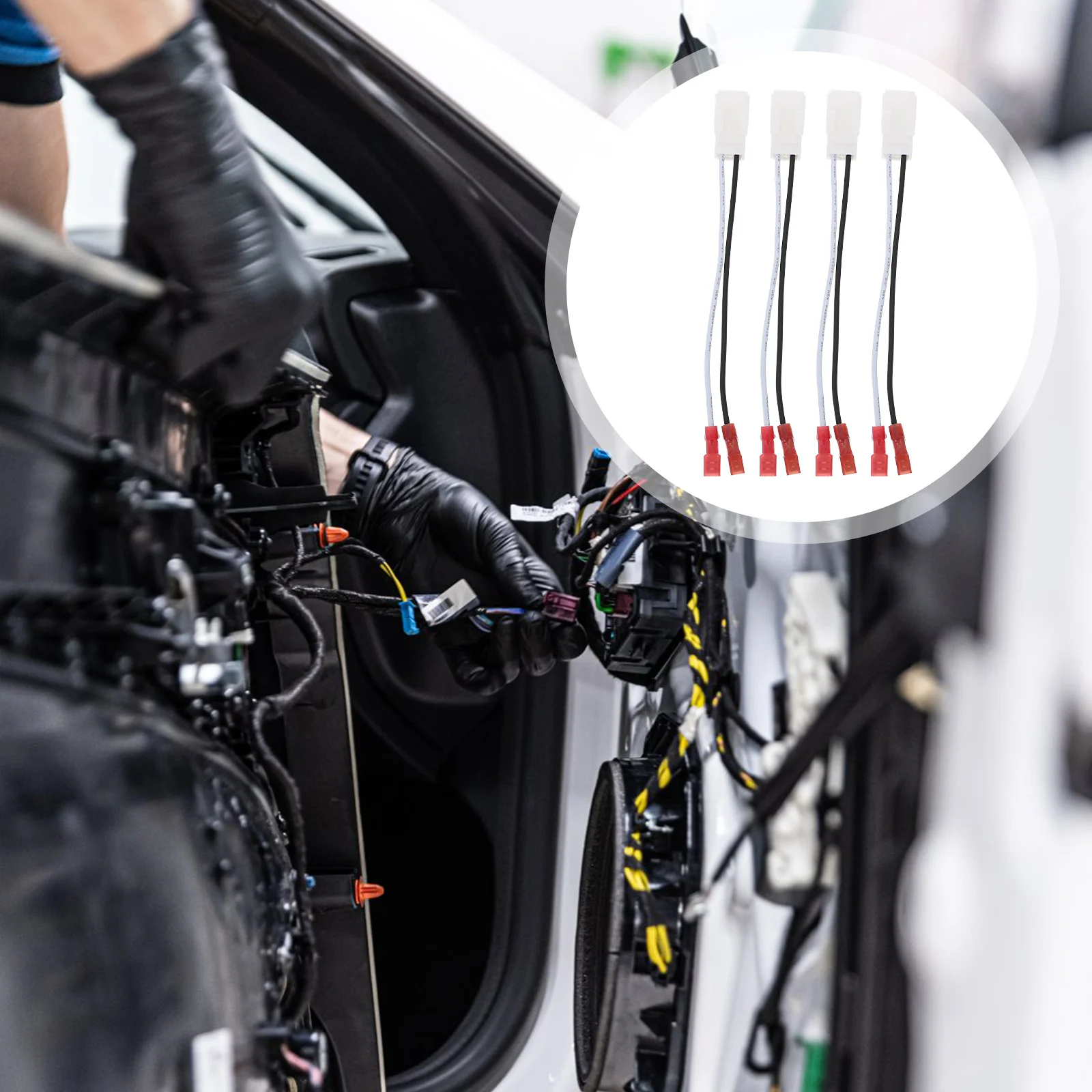 

4Pcs Car Door Speaker Wire Harness Adapter Front Rear Stable Performance Plug Replacement Connector for Vehicle Audio