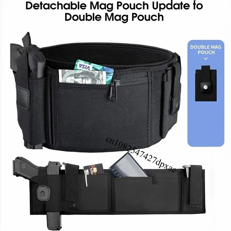 Belly Band Gun Holster Concealed Carry Waist Band Pistol Holster Pouch Airsoft Holster Belt for Outdoor Hunting Fitness Defense