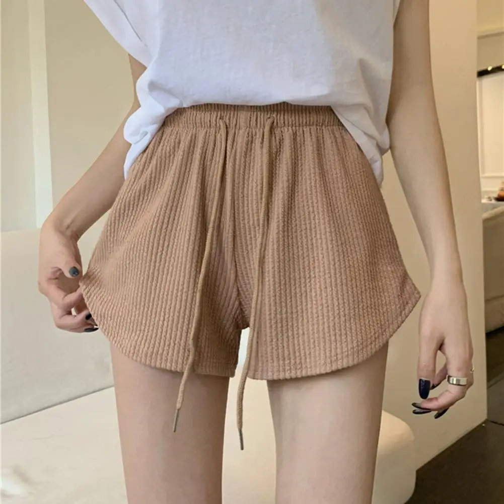 High Elastic Waist Women Shorts Gym Workout Shorts Cotton Short Pants Solid A-line Drawstring Summer Shorts Loose Shorts2024