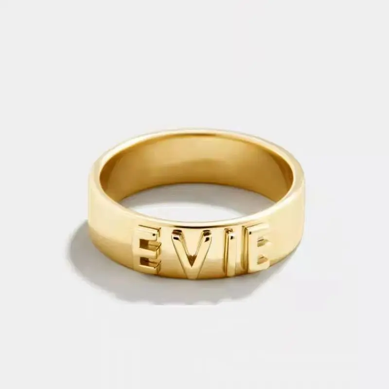 

Personalized Name Ring for Men Women Custom Initial Rings Premium Gold Stainless Steel Dating Ring Chunky Wedding Jewelry Couple
