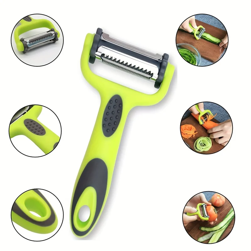 1 Peeler Three in One Rotating Stainless Steel Blade, Suitable for Vegetable, Carrot, and Fruit Peelers