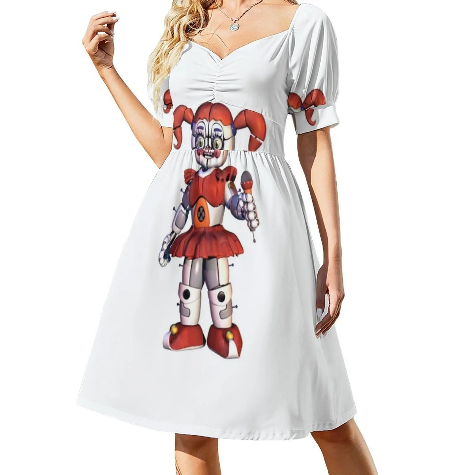 فستان سيرك بيبي Fnaf بفتحة عنق على شكل قلب فستان صيفي أنيق للحفلات للنساء Fnaf مايكل أفتون خمس ليال في فستان السهرة #2