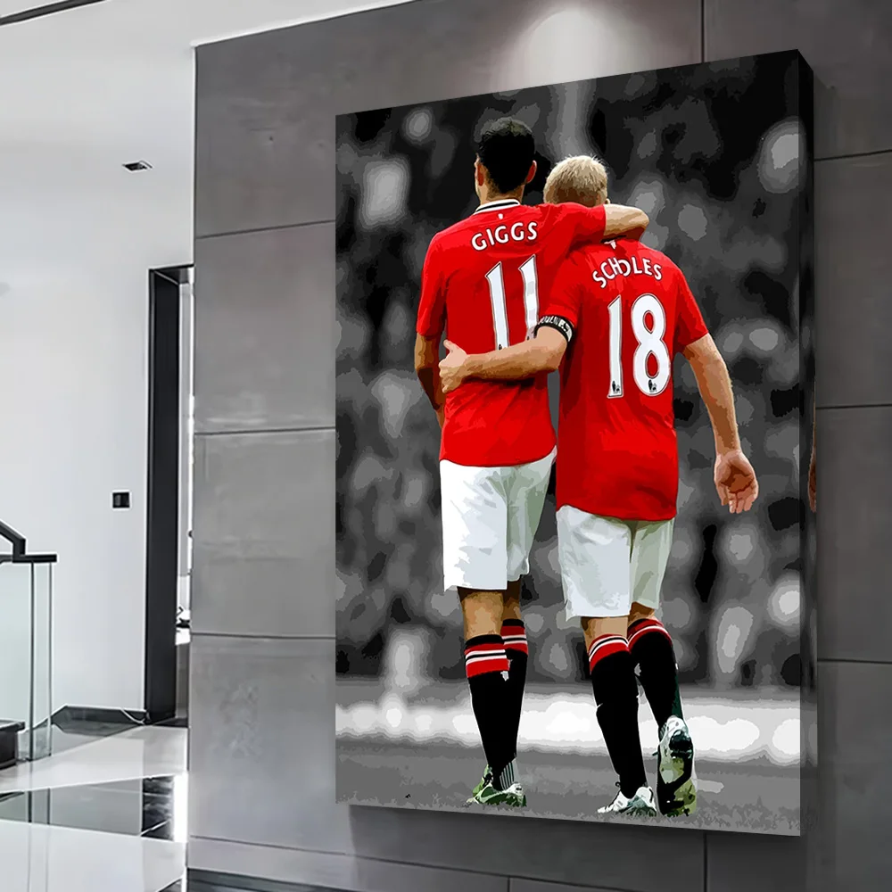 Giggs and Scholes Football Print Poster Customizable Printed Canvas Painting for Pictures Wall Art Room Decorating Interior Arts