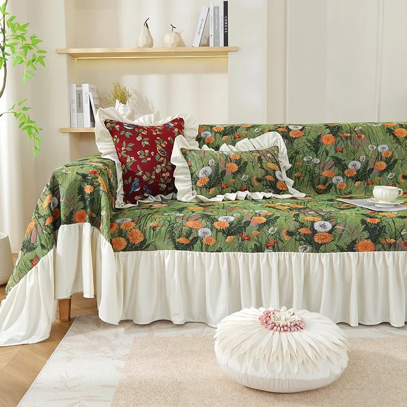 Small Fresh Sofa Towel Dandelion All-purpose Anti-slip Sofa Cover Cloth High-end Skirt Universal Living Room Sofa Cover