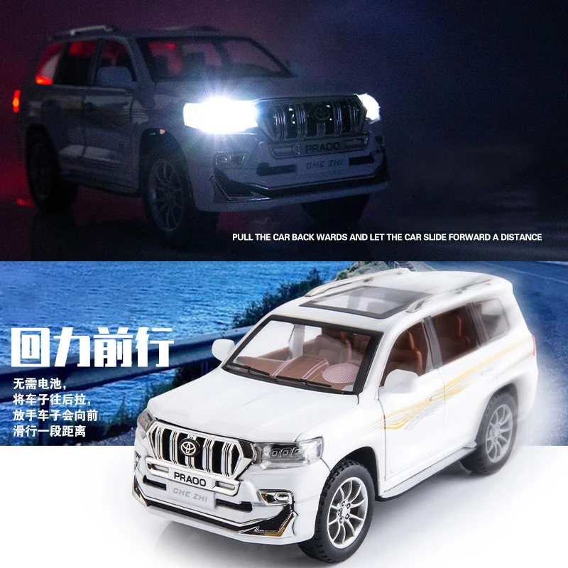 1:24 High simitation TOYOTA LAND CRUISER PRADO Alloy Metal Car Model Toys With Pull Back For Kids Birthday Gifts Free Shipping