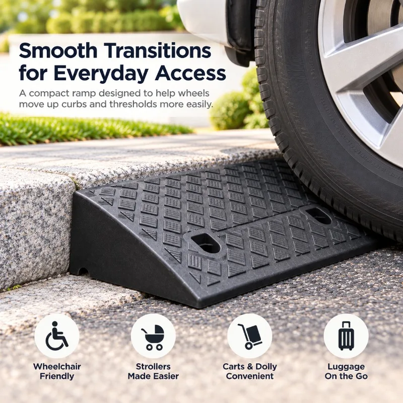 1-2PCS 9CM Plastic Kerb Ramp Non-Slip Threshold Ramp for Cars Bicycles Wheelchairs Driveways Smooth Curb Transition Access