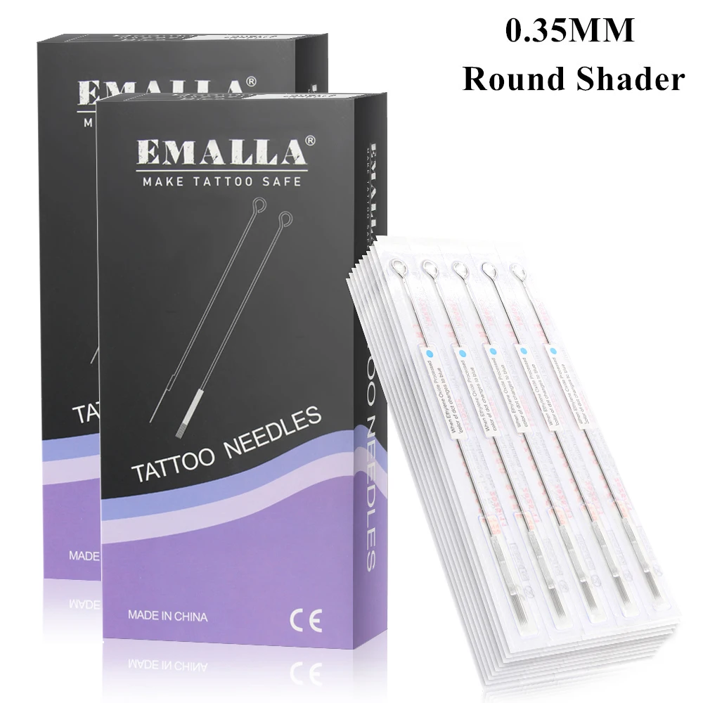 

RS Tattoo Needles 0.35MM Round Shader Blue Dot Sterilize Tattoo Needles Supply For Tattoo Machine 3/5/7/9/11/14RS