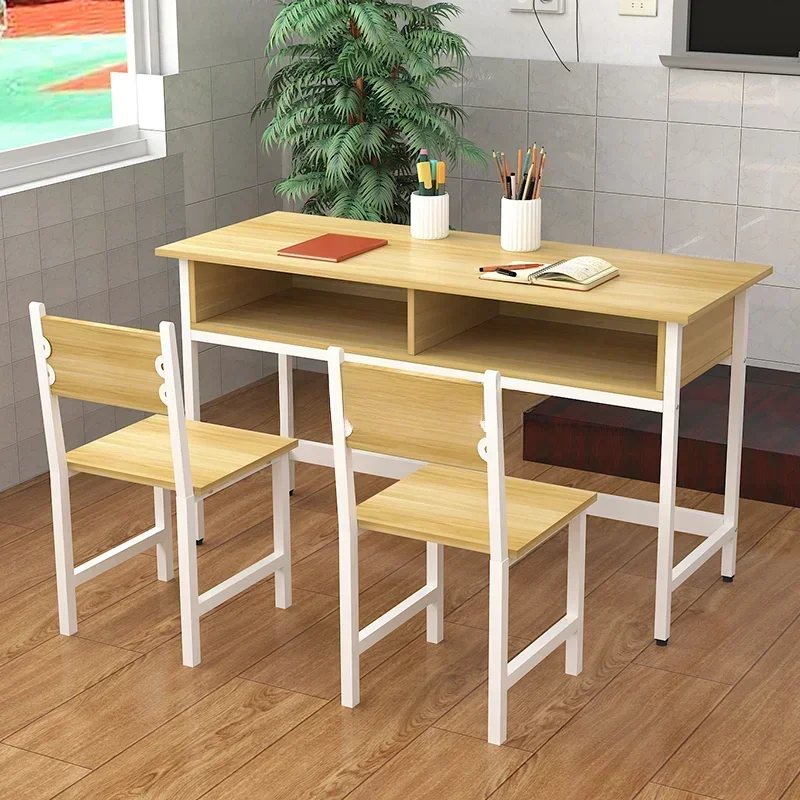 

'wholesale custom wood metal MDF modern Two Seats student classroom study desk and chair set for middle school furniture