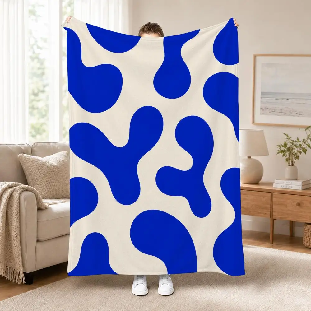 Marbled Blue and White Pattern Throw Perfect for Sofa Bed Office Travel Home Decor Art Lover Gift