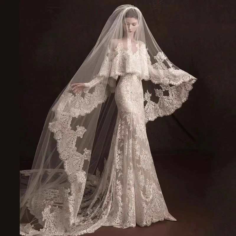 Appliques personalizzate al largo della spalla maniche lunghe in pizzo abiti da sposa vintage per donna 2025 abiti da sposa abiti da sposa