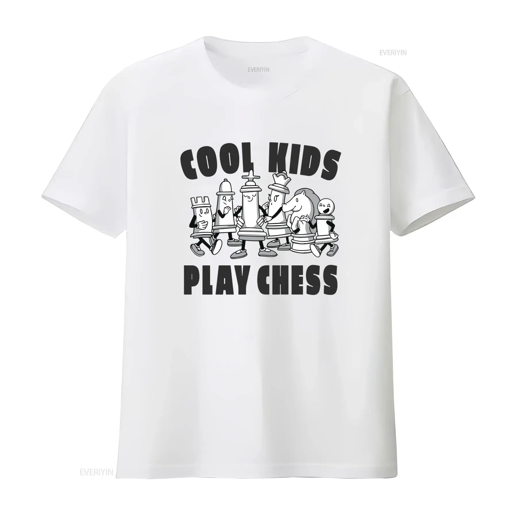 Camiseta de algodón 100% con diseño de jugadores de ajedrez para niños, estilo vintage lavado, unisex, cómoda, para amantes del juego, moda urbana.