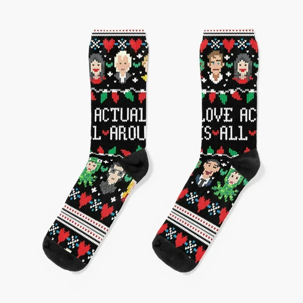 Vintage Gift Love Real Ugly Christmas The Best Men Women Socks ของขวัญตลก ถุงน่อง ถุงเท้าเด็กผู้หญิง