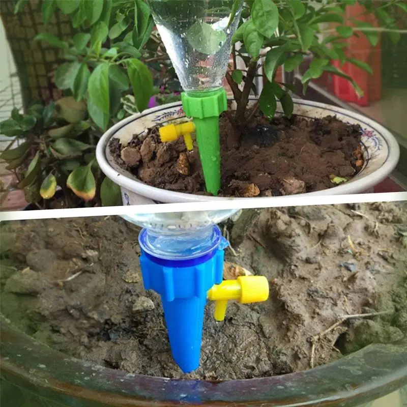 Automatic flower watering device, lazy gardening tool, adjustable plant nozzle and drip control valve, automatic drip device