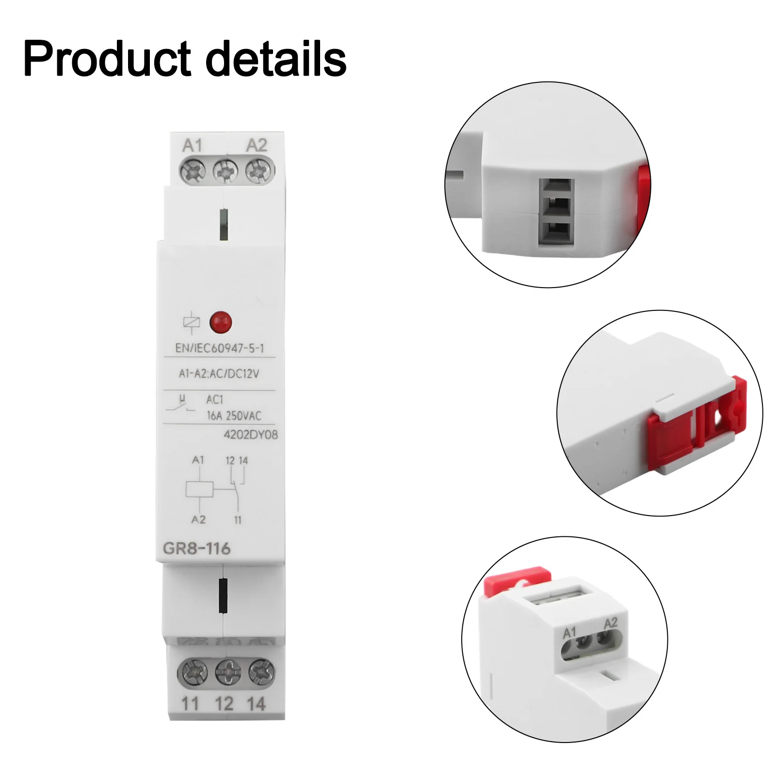 1pcs GR8-116 Intermediate Relay Auxiliary Relay Din Rail Switch Relay 1SPDT AC/DC 12V Rail Type Intermediate Relay