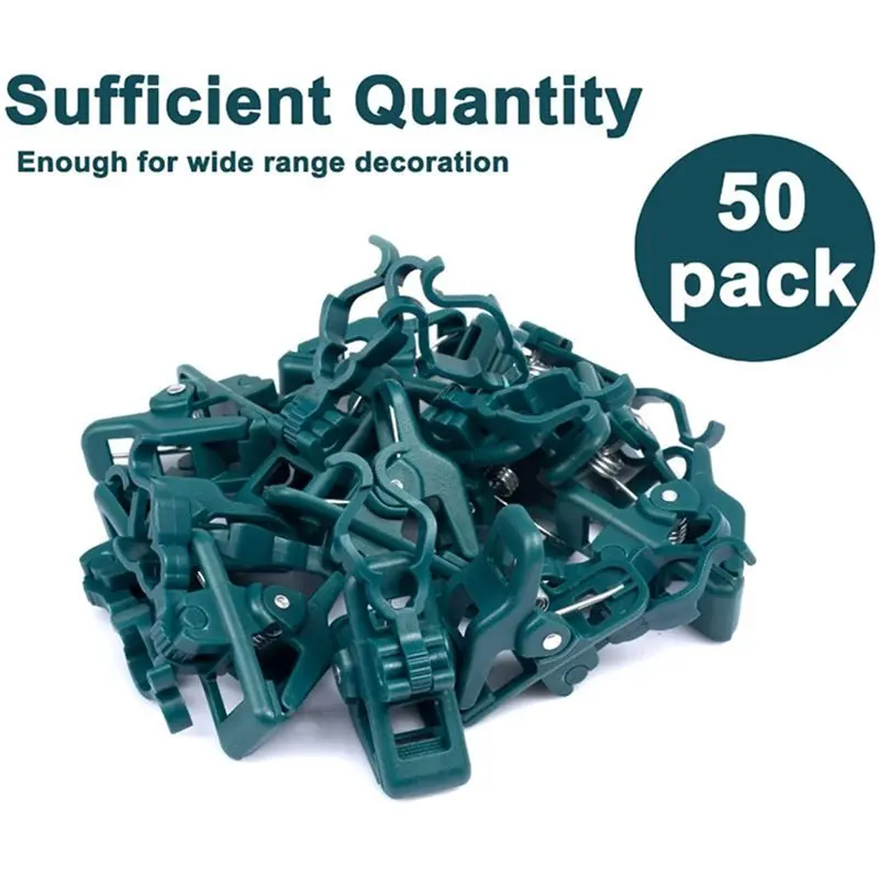 ABCL 100 Pack Adjustable Quick Mount Shingle And Gutter Installation Christmas Light Spring Clips Suitable For E12, E17