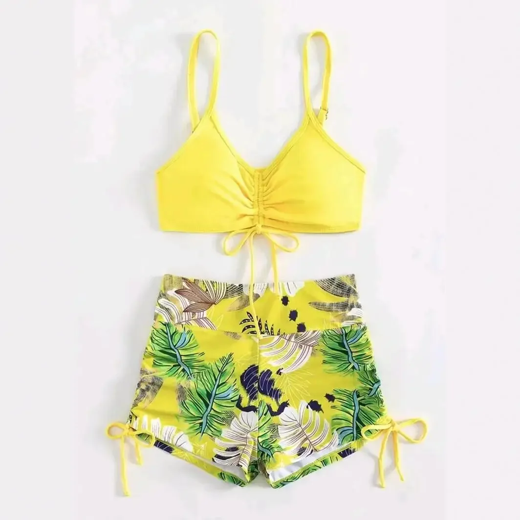 

Сексуальный купальник-бикини с высокой талией и принтом листьев, однотонный женский купальник, отдельные предметы, домашняя распродажа, купальники из материкового Китая